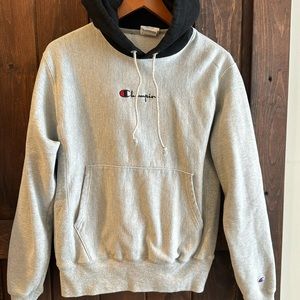 Champion hooded sweatshirt gray with black hood - Size small